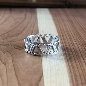 925 Sterling Silver Heart Eternity Ring Size 5.5